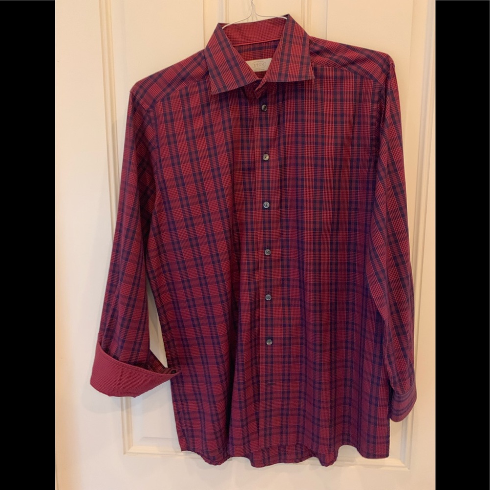 Eton Men’s Contemporary Micro Plaid Dress Shirt